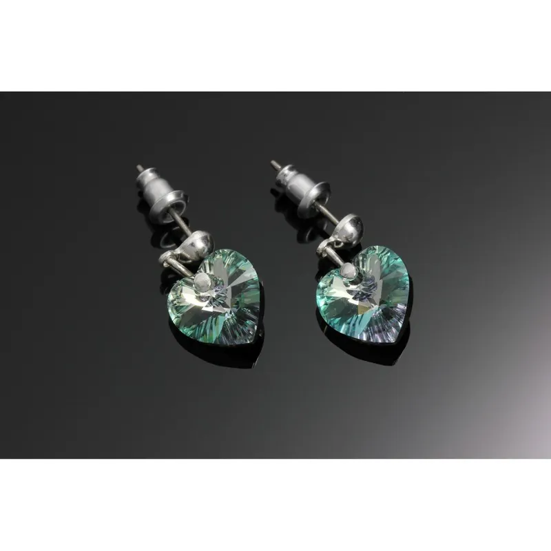Wyjątkowa oferta Kolczyki Swarovski Elements Hearts Dark Green Bonami