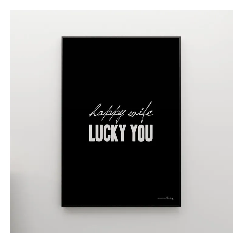 Hit sprzedaży Plakat Happy wife lucky you, 100x70 cm Bonami