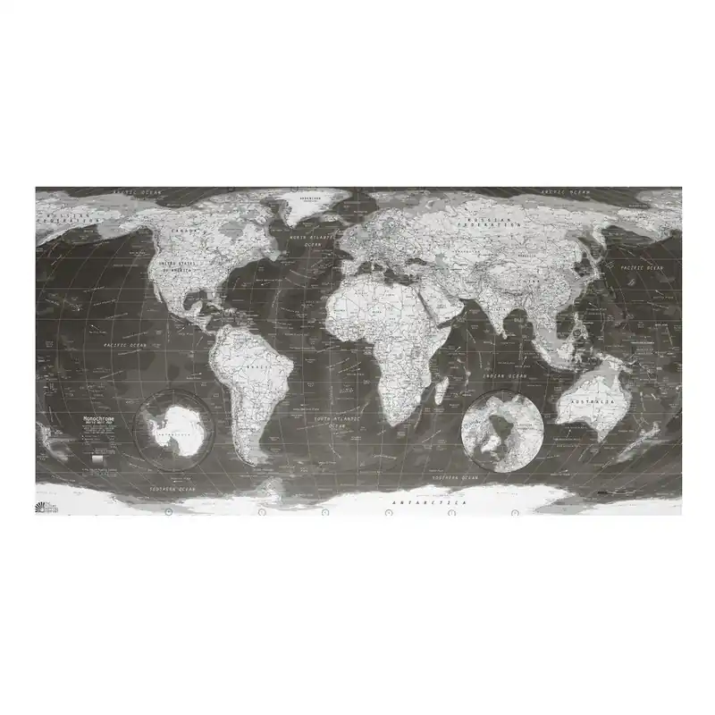 Szybka wysyłka Mapa świata w przezroczystym etui The Future Mapping Company Monochrome World Map, 130x72 cm Bonami