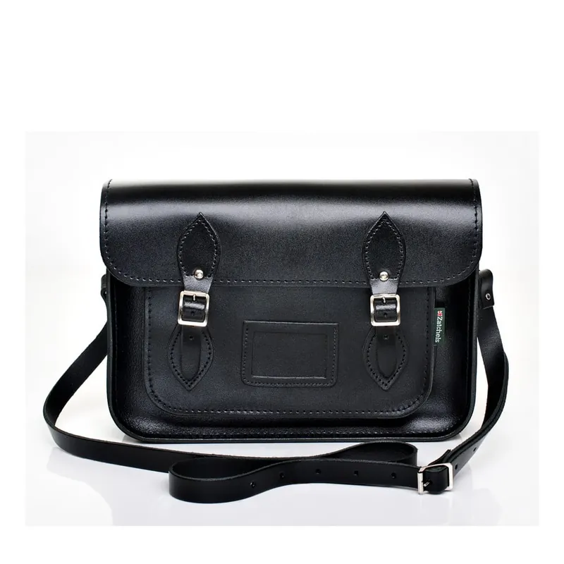 Hit sprzedaży Skórzana torebka Satchel 33 cm, czarna Bonami