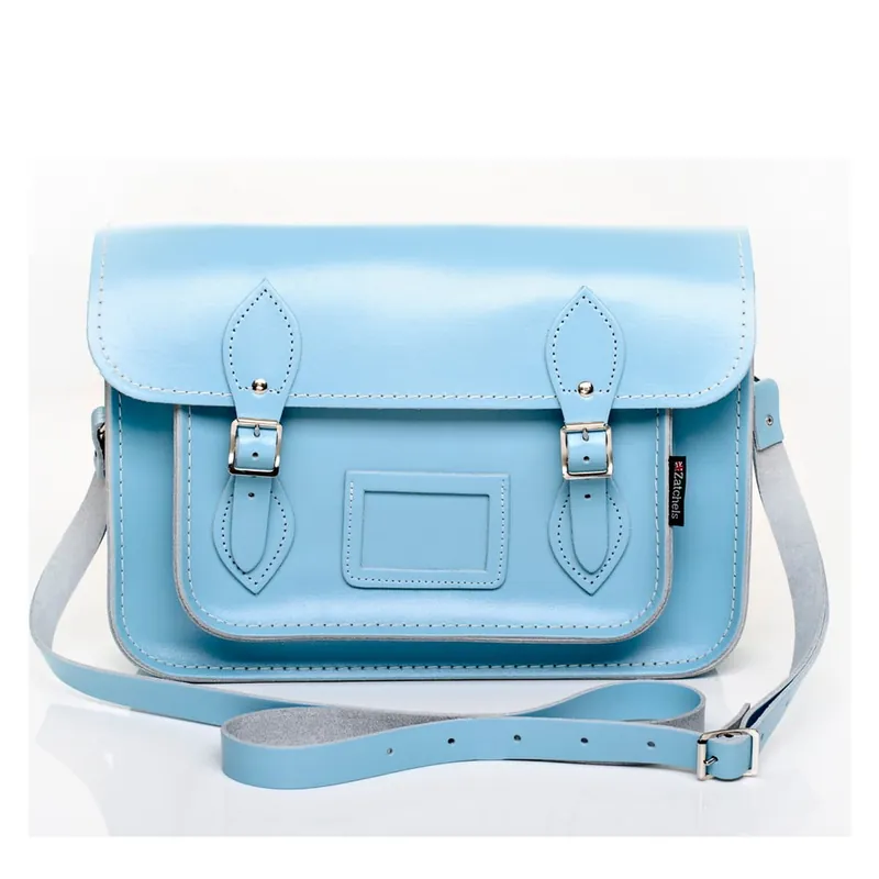 Promocja Skórzana torebka Satchel 33 cm, błękitna Bonami