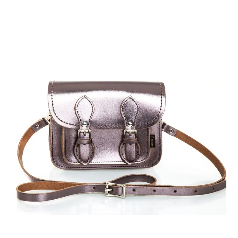 Skórzana torebka Satchel 18 cm, metaliczna Bonami Tylko do końca tygodnia