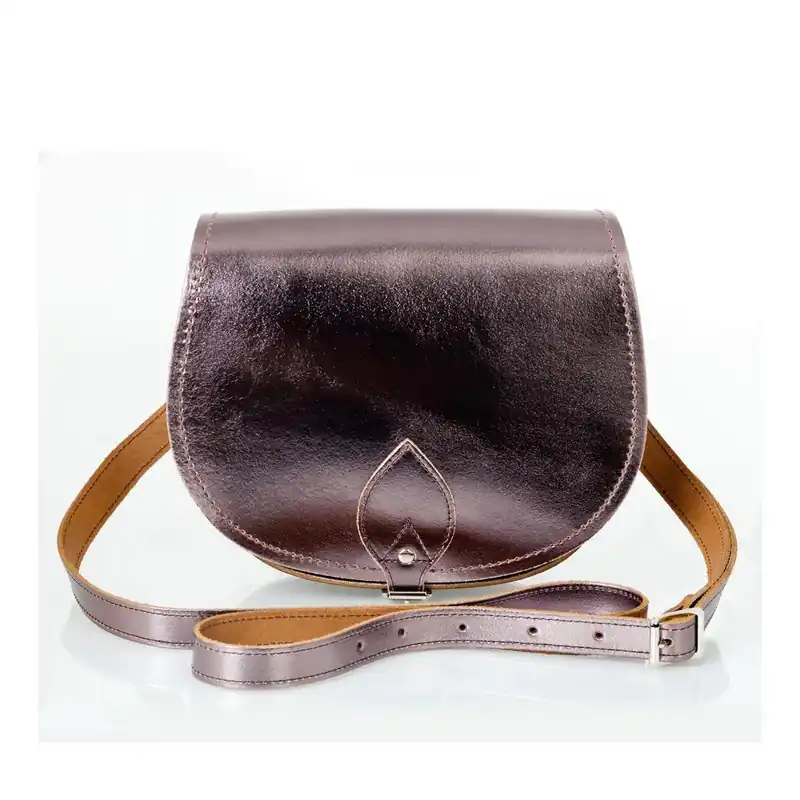 Taniej Skórzana torebka Saddle 29 cm, metaliczna Bonami