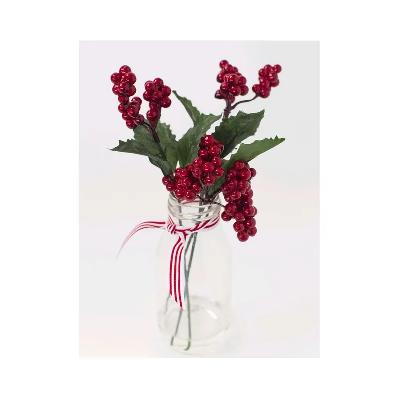Tylko do końca tygodnia Szklany wazon ze sztucznymi kwiatami Berry, 25 cm Bonami