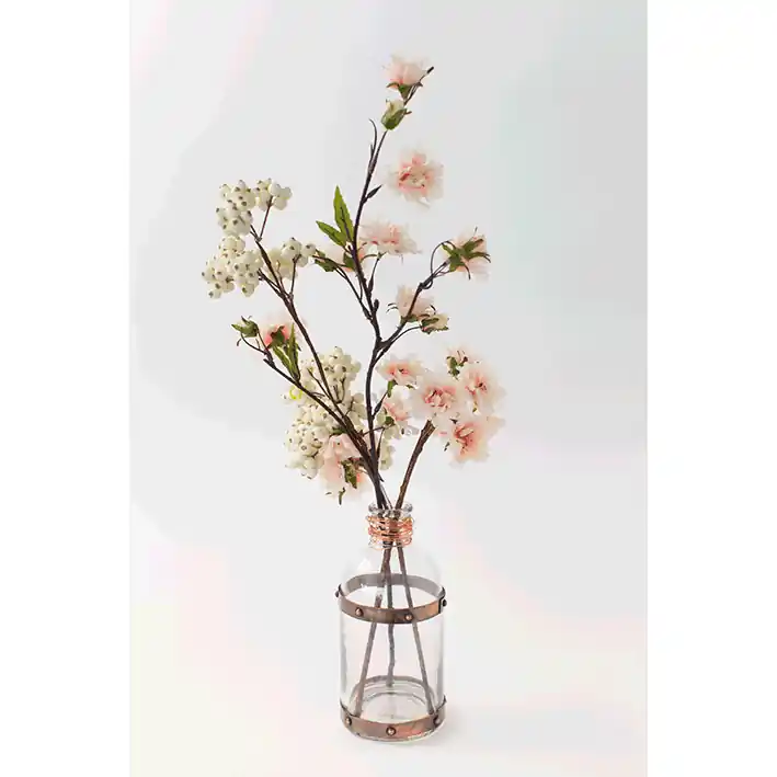 Szklany wazon ze sztucznymi kwiatami Berry, 54 cm Bonami Oferta