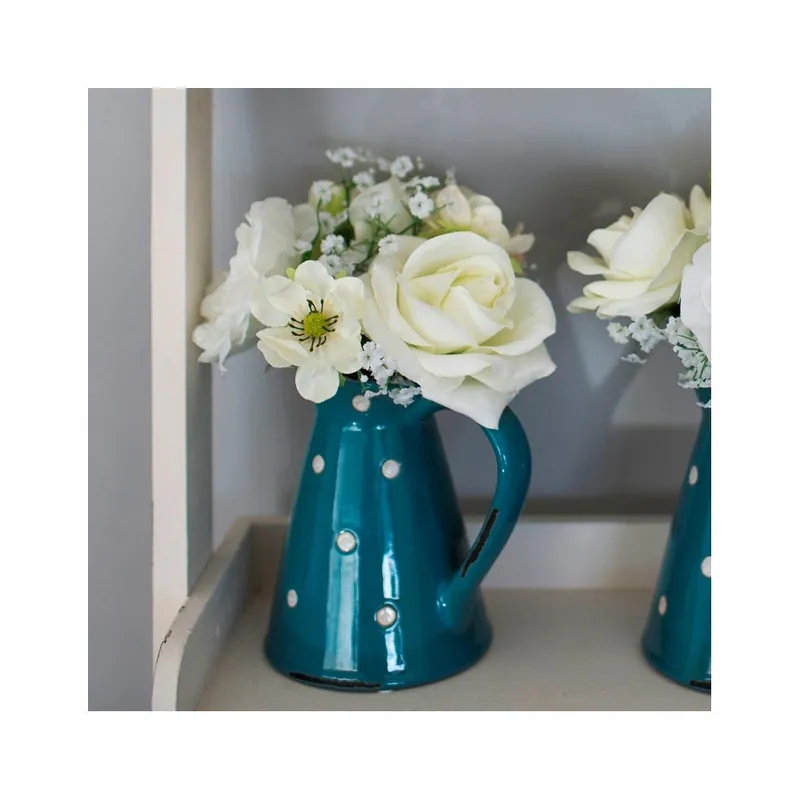 Ceramiczny dzbanek ze sztucznymi kwiatami Blue Polka, 36 cm Bonami Ostatnia szansa