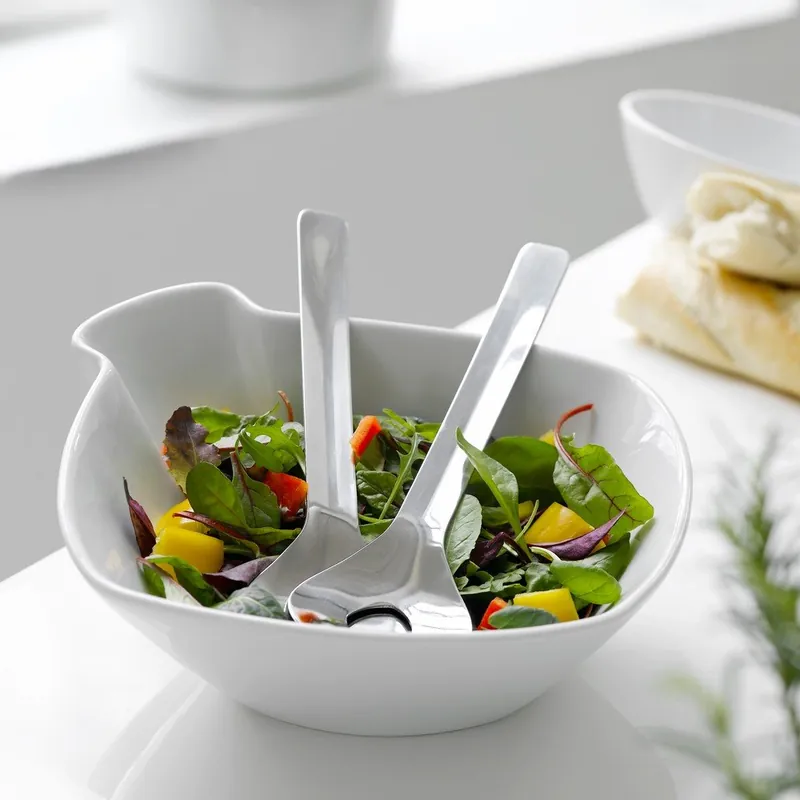 Cena promocyjna Porcelanowa miska sałatkowa Steel Function Milano ze sztućcami Bonami