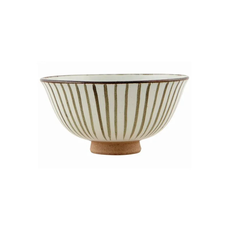 Ograniczona ilość Ręcznie malowana miska Stripes Brown, 12x6 cm Bonami