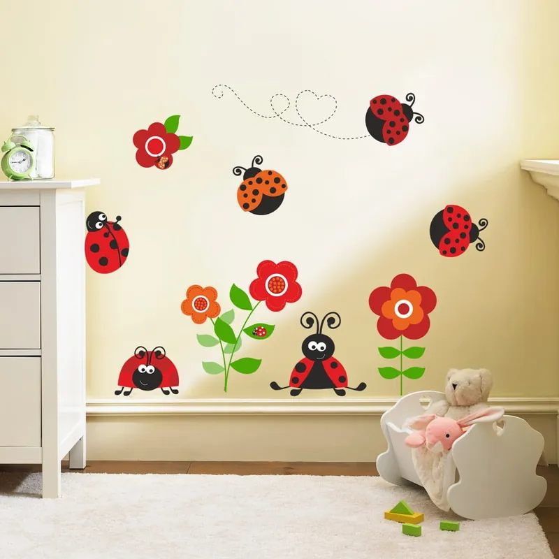 Naklejka ścienna Biedronki i kwiaty, 90x60 cm Bonami Hit cenowy