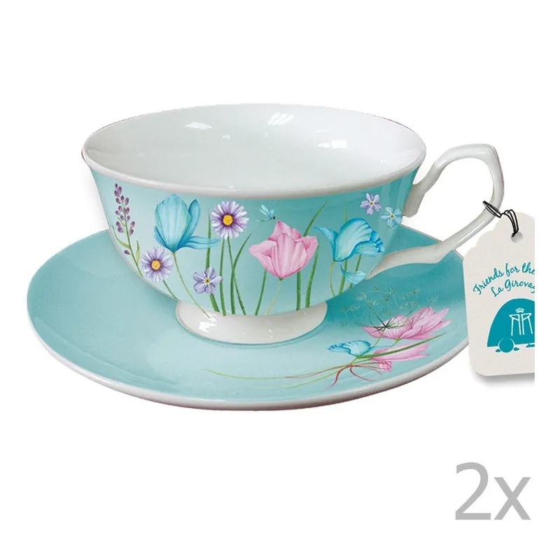 Oferta Komplet 2 niebieskich filiżanek na cappuccino Ruby Bonami