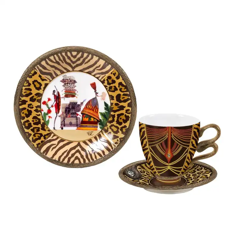 Porcelanowy komplet filiżanka, spodek, talerz Africa Bonami Obniżka ceny