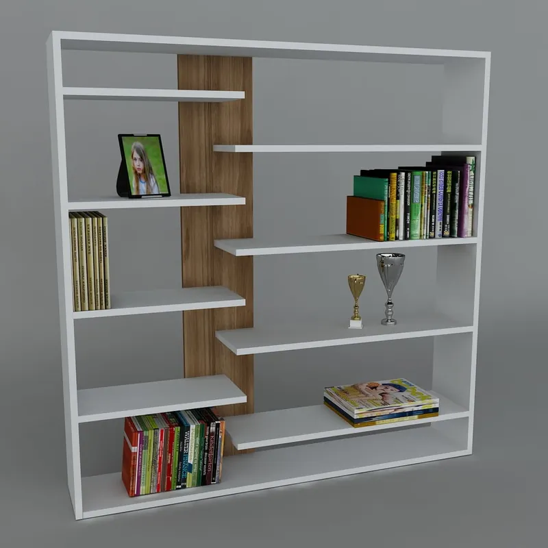 Premium Biblioteczka Handy Book White/Walnut, 22x125x126 cm Bonami