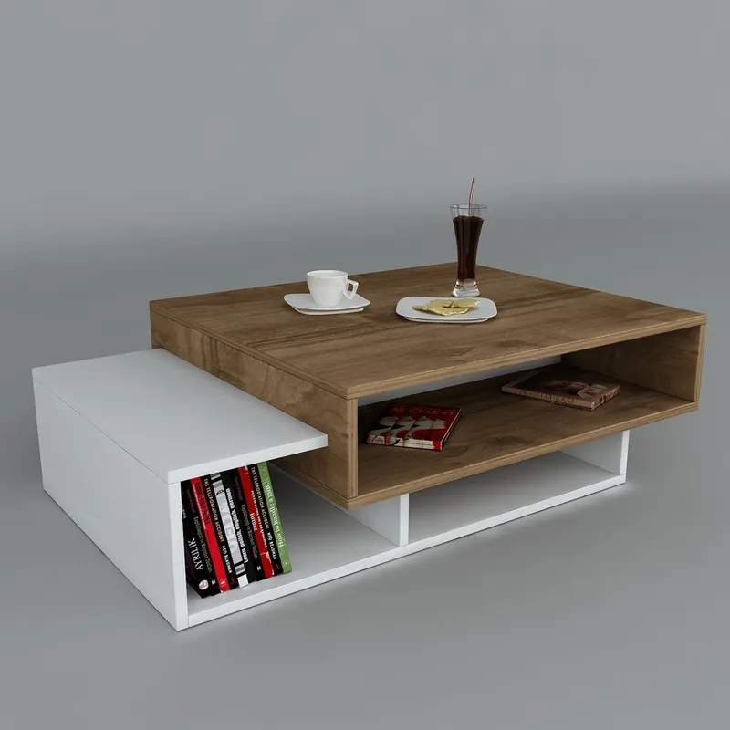 Stolik kawowy Tab White/Walnut, 60x105x32 cm Bonami Wyjątkowa oferta