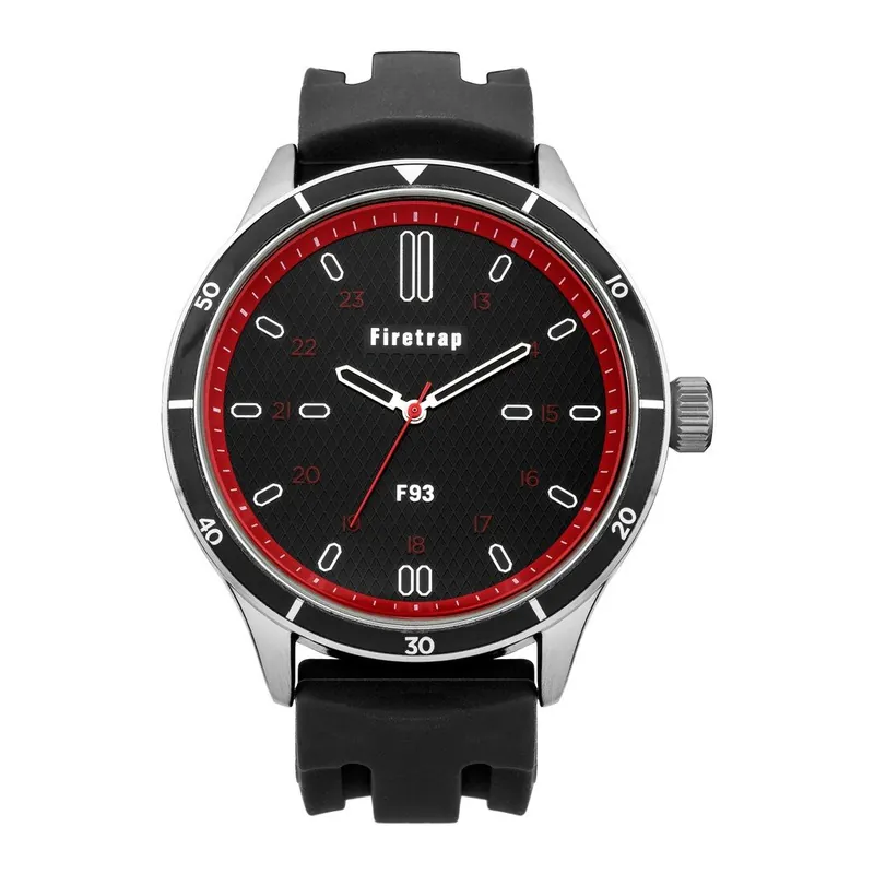 Taniej Zegarek męski Firetrap Gents Black Silicon Strap/Brushed Dial, 45 mm Bonami