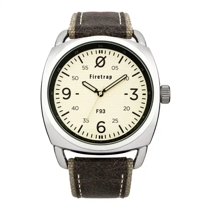 Zegarek męski Firetrap Gents Grey Canvas Strap/Cream Dial, 45 mm Bonami Dostępne od ręki