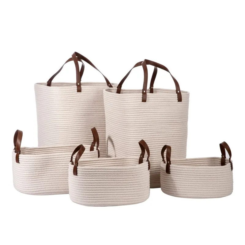 Taniej Zestaw 5 koszyków Cotton White Bonami
