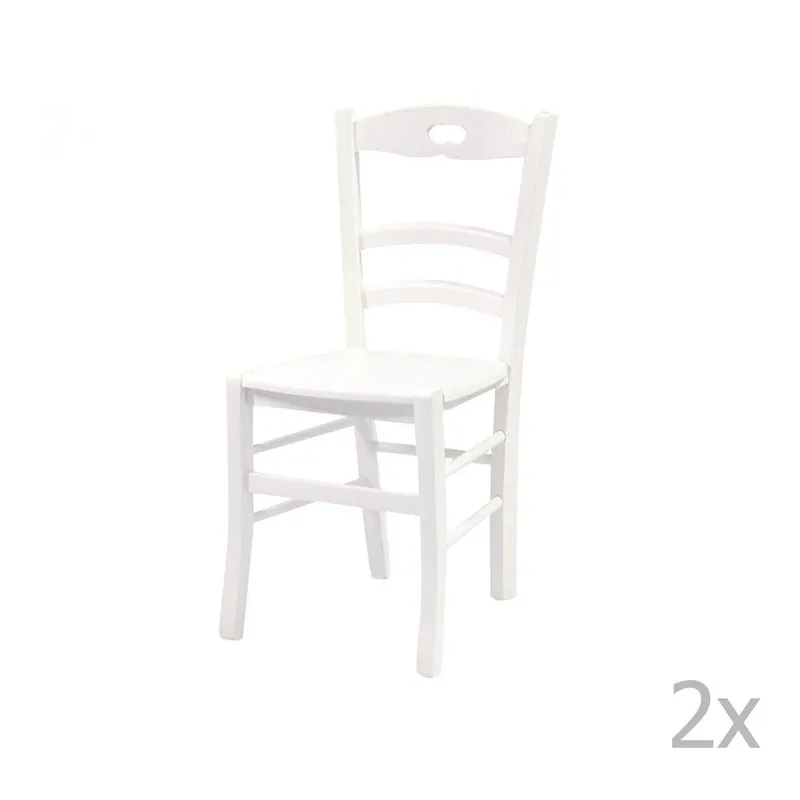 Szybka wysyłka Zestaw 2 białych krzeseł z litego drewna Evergreen House Wooden Bonami