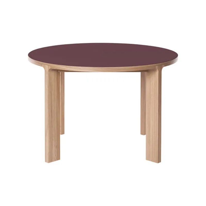 Bestseller Stół do jadalni z drewna dębowego z bordowymi detalami Another Brand Lastra, ⌀ 120 cm Bonami