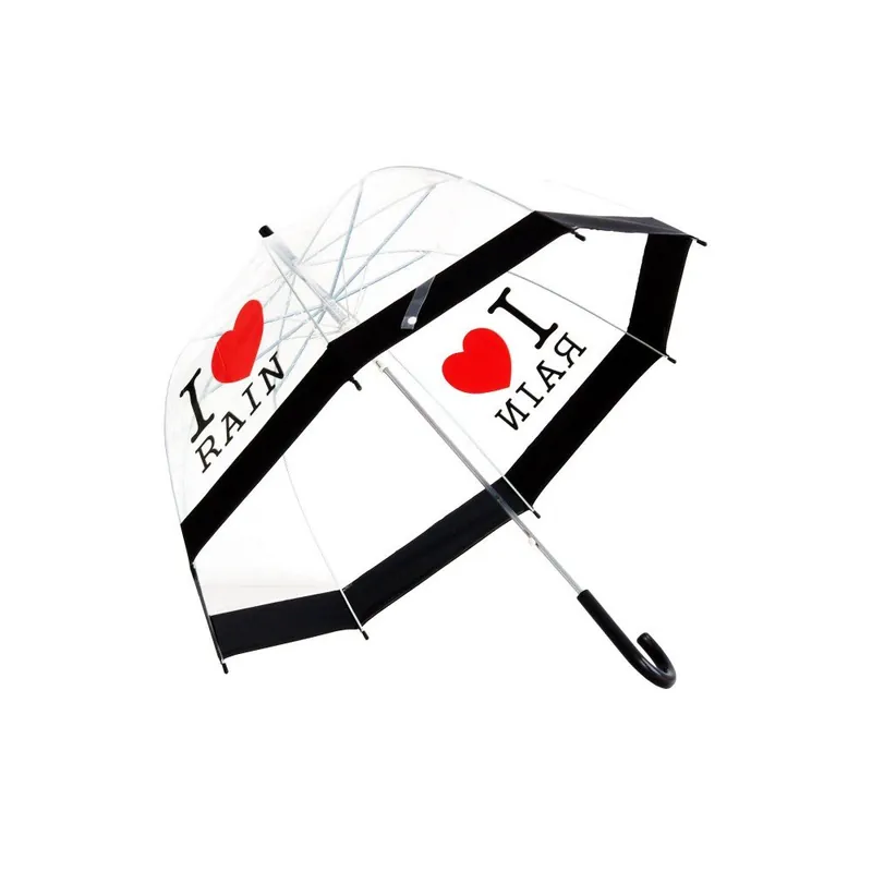 Bezpieczne zakupy Przezroczysty parasol Ambiance I Love Rain, ⌀ 81 cm Bonami