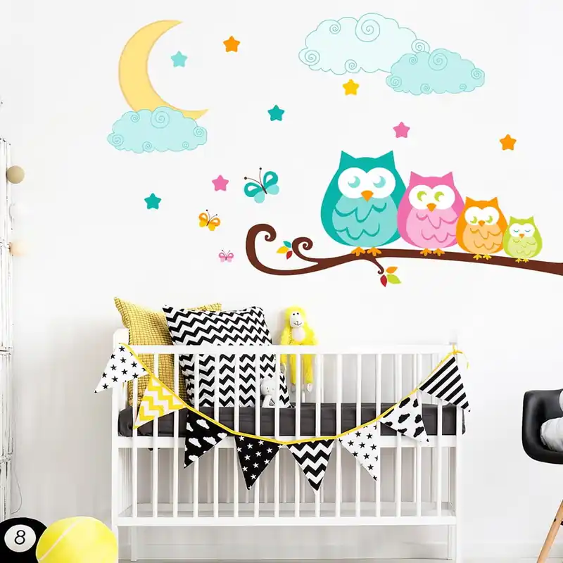 Dodaj do koszyka Dziecięca naklejka ścienna Ambiance Owls in family Bonami