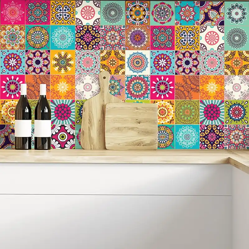 Darmowy zwrot Zestaw 60 samoprzylepnych naklejek dziecięcych Ambiance Tiles Vintage, 10x10 cm Bonami