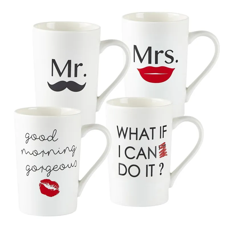 Zestaw 4 porcelanowych kubków KJ Collection Kiss Bonami Szybka wysyłka