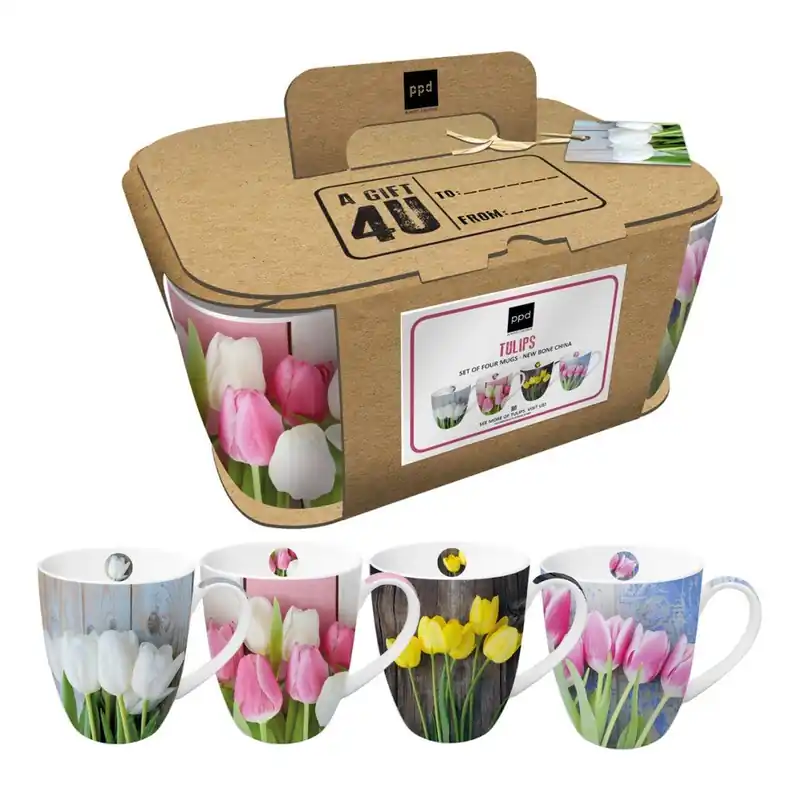 Zestaw 4 kubków porcelanowych PPD Buon Tulips, 350 ml Bonami Okazja