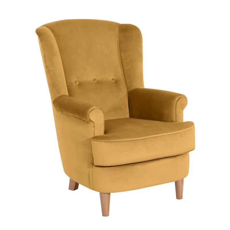 Musztardowy aksamitny fotel Max Winzer Kendra Velvet Bonami Premium
