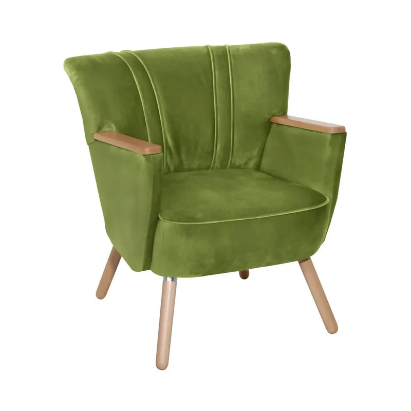 Oliwkowy fotel Max Winzer Laurin Velvet Bonami Oferta limitowana