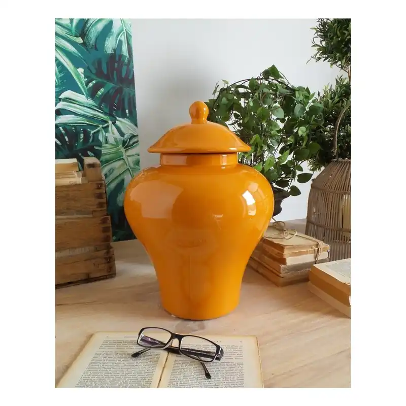 Nowy Pomarańczowy pojemnik ceramiczny Orchidea Milano Luxury, 38 cm Bonami