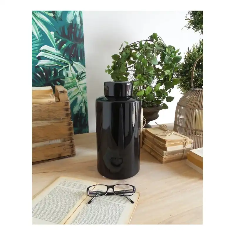 Czarny pojemnik ceramiczny Orchidea Milano Luxury, 30 cm Bonami Hit cenowy