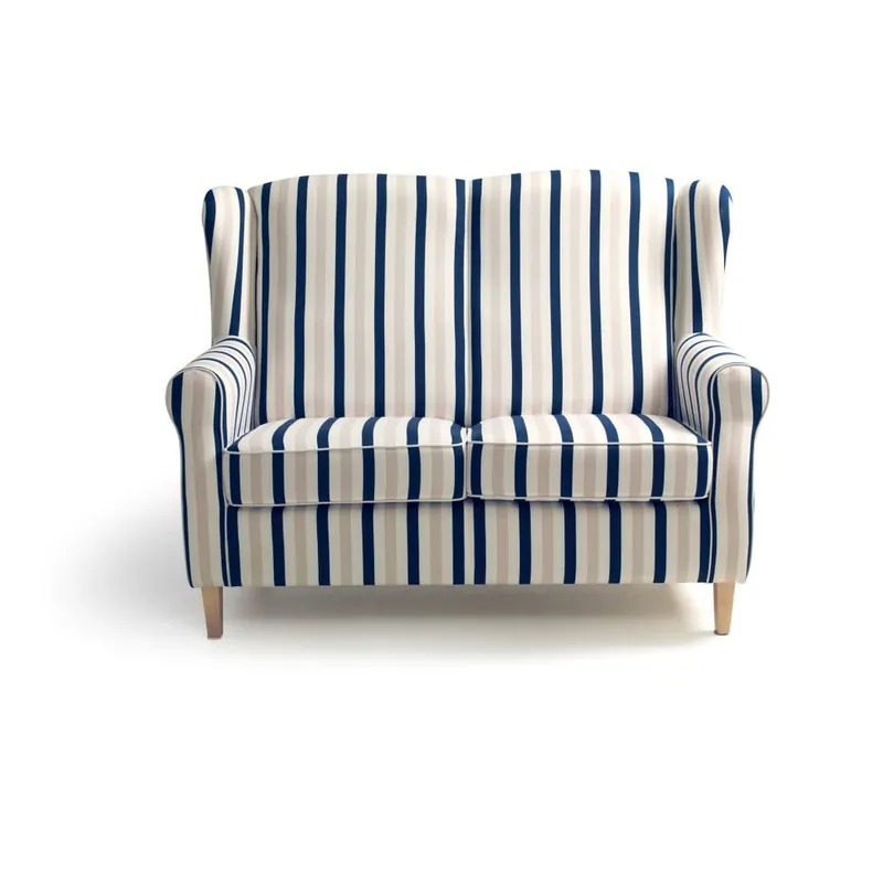Premium Niebiesko-biała sofa w paski Max Winzer Lorris, 139 cm Bonami