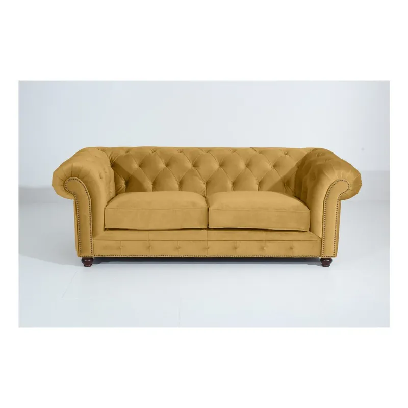 Żółta sofa Max Winzer Orleans Velvet, 216 cm Bonami Zniżka