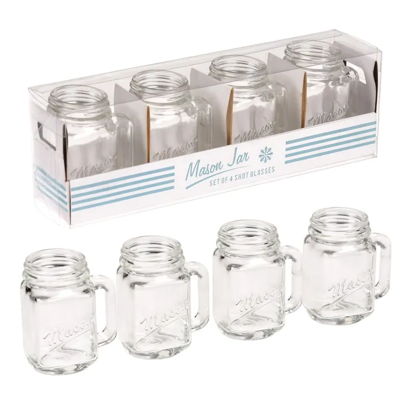 Wyjątkowa oferta Zestaw 4 kieliszków w kształcie słoiczków Rex London Mason Jar Bonami
