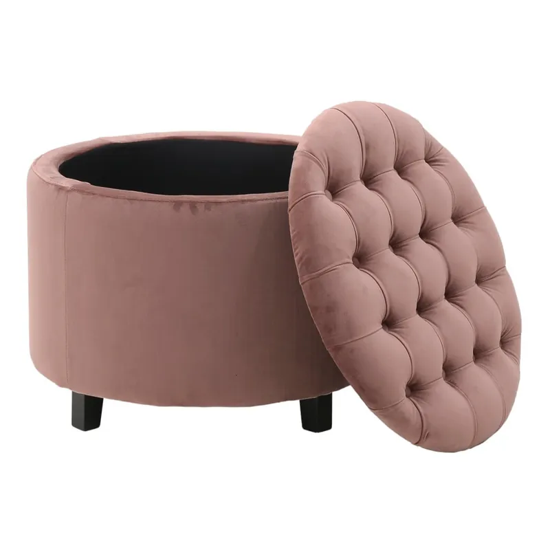 Nie przegap Ciemnoróżowy stołek ze schowkiem InArt Velvet Coco Bonami