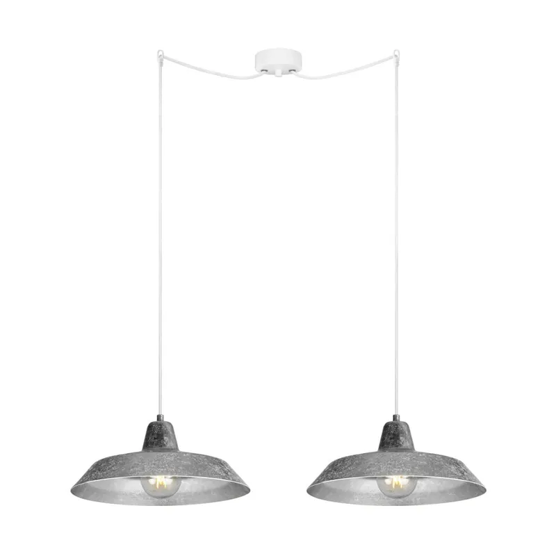 Bezpieczna płatność Lampa wisząca z 2 białymi kablami i kloszami w kolorze srebra Bulb Attack Cinco Bonami