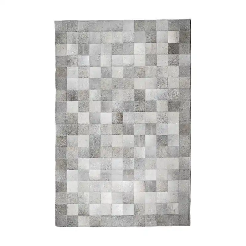Wybór klientów Szary dywan ze skóry bydlęcej Patchwork, 180x120 cm Bonami