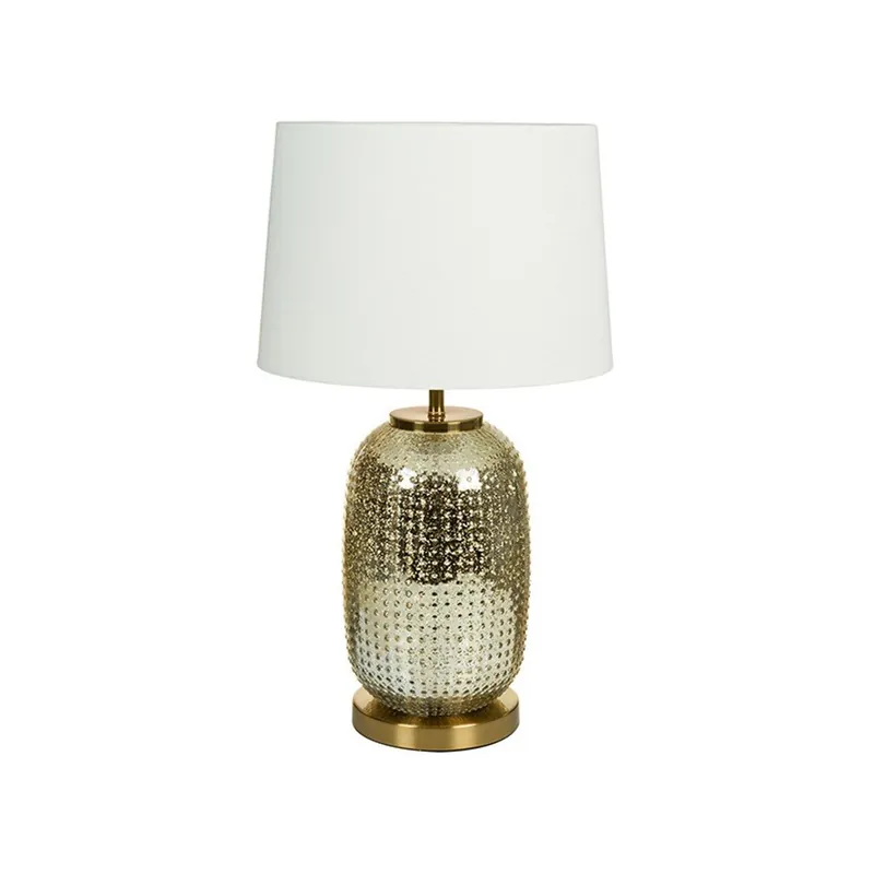 Biała lampa stołowa z podstawą w złotej barwie Santiago Pons Crystal Bonami Nie przegap