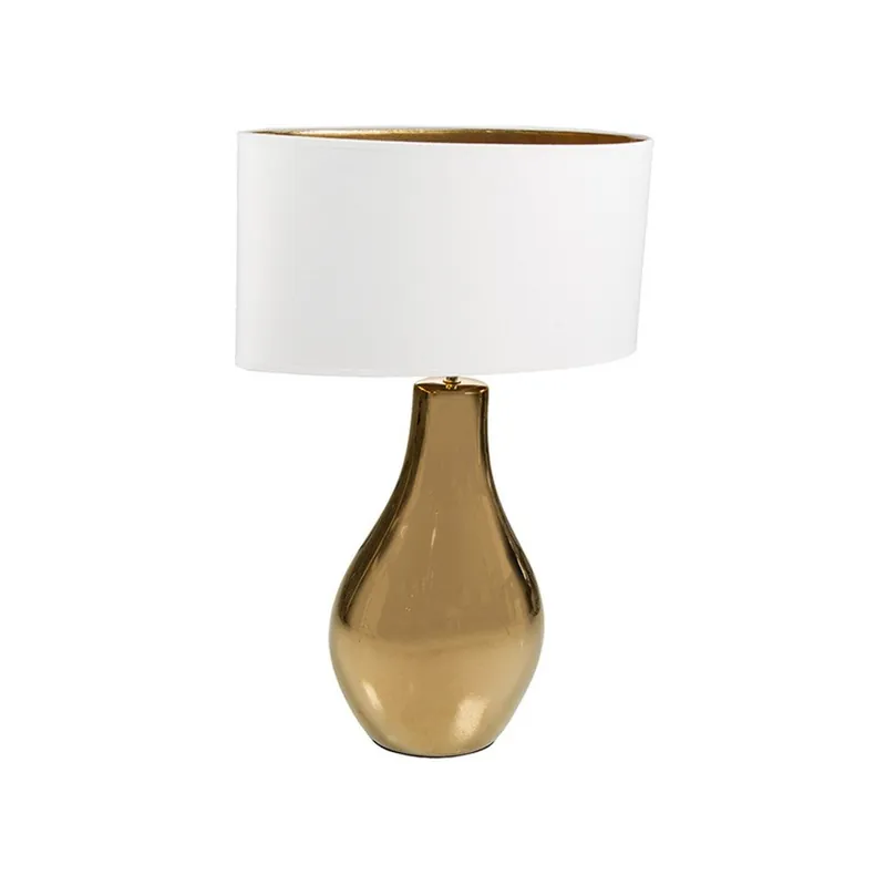 Biała lampa stołowa z podstawą w złotej barwie Santiago Pons Pam Ceri Bonami Oferta limitowana
