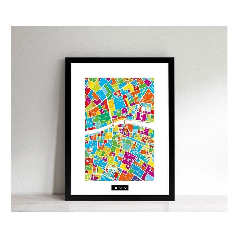 Obrazek w czarnej ramie Homemania Maps Dublin, 32x42 cm Bonami Hit sprzedaży