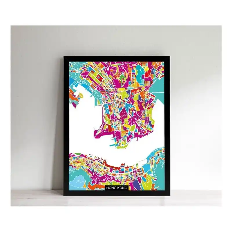 Obrazek w czarnej ramie Homemania Maps Hongkong, 32x42 cm Bonami Tylko dziś
