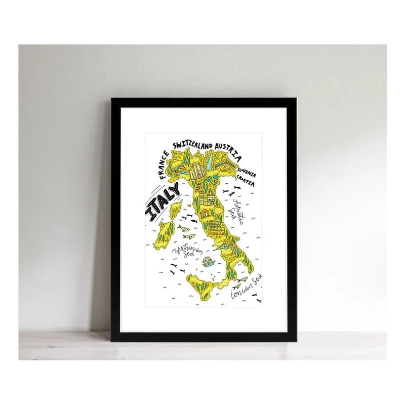 Tylko dziś Obrazek w czarnej ramie Homemania Maps Italy Pictures, 32x42 cm Bonami
