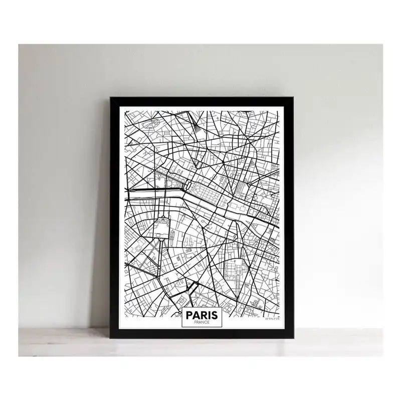 Niska cena Obrazek w czarnej ramie Homemania Maps Paris Detail, 32x42 cm Bonami
