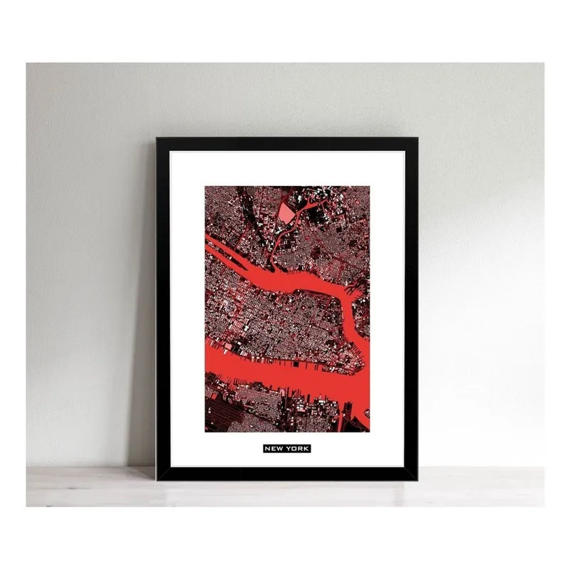 Taniej Obrazek w czarnej ramie Homemania Maps New York, 32x42 cm Bonami