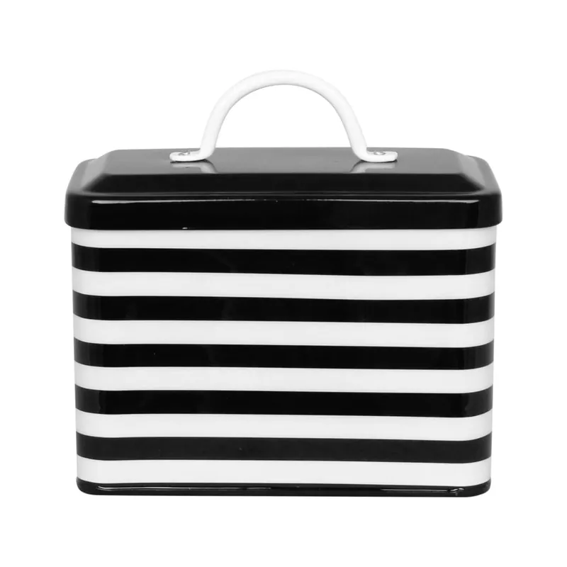 Ograniczona ilość Czarno-biały pojemnik na chleb Strömshaga Dagny Stripes Bonami