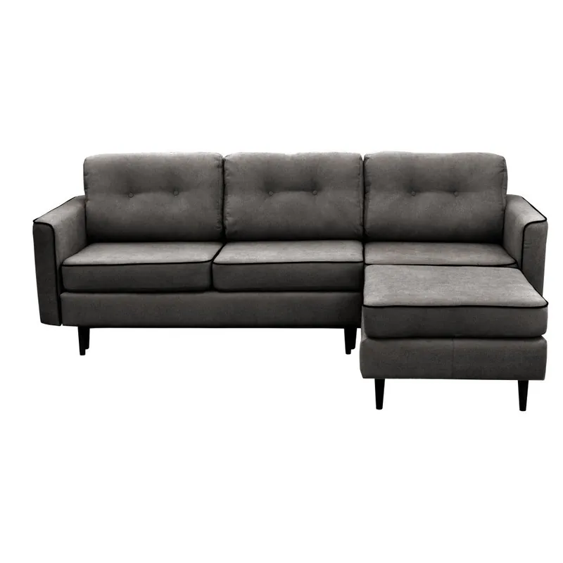 Ciemnoszary narożnik rozkładany prawostronny z czarnymi nogami Mazzini Sofas Dragonfly Bonami Do wyczerpania zapasów