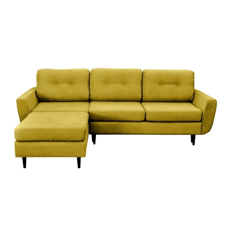 Dodaj do koszyka Musztardowy narożnik rozkładany lewostronny z czarnymi nogami Mazzini Sofas Hortensia Bonami