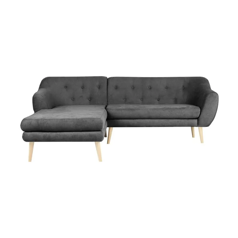 Cena promocyjna Ciemnoszara sofa z szezlongiem po lewej stronie Mazzini Sofas Sicile Bonami