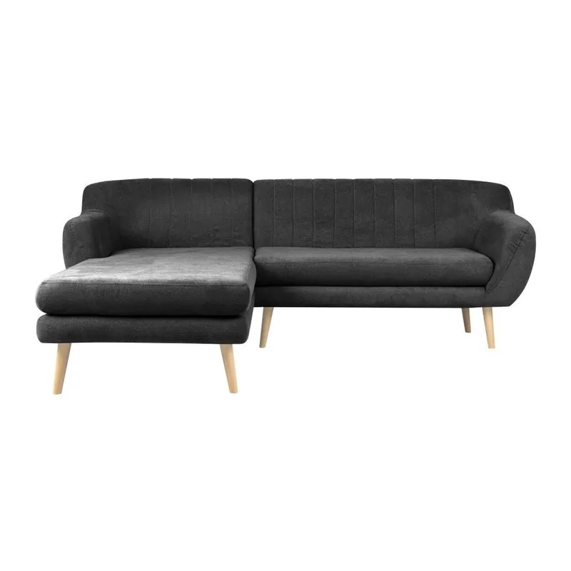 Ciemnoszara sofa z szezlongiem po lewej stronie Mazzini Sofas Sardaigne Bonami Bestseller