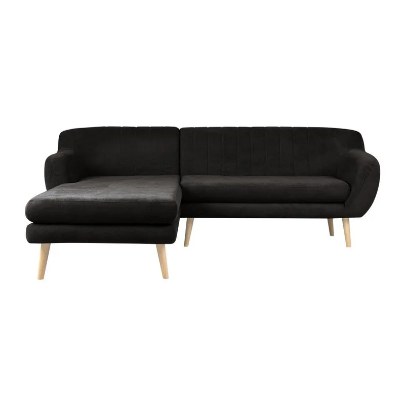 Czarna sofa z szezlongiem po lewej stronie Mazzini Sofas Sardaigne Bonami Do wyczerpania zapasów